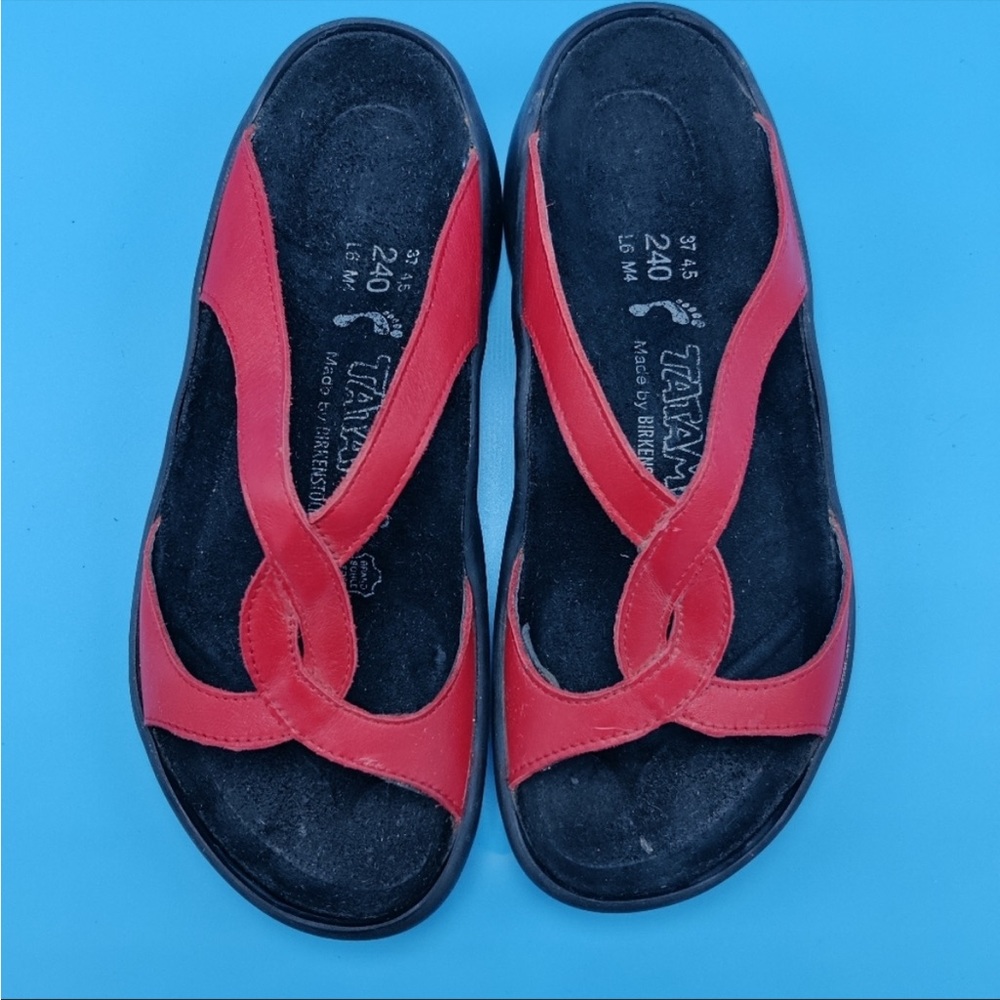 Birkenstock Tatami Sandals Red Leather Size 37 US 6